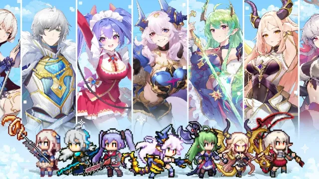 Un grupo de personajes de Zero to Hero Pixel Saga.