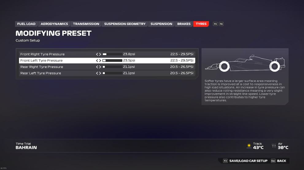 Configuración de neumáticos para el GP de Baréin en F1 24