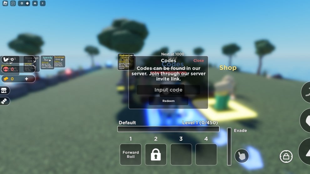 Canjear códigos en Roblox Fight For Survival.