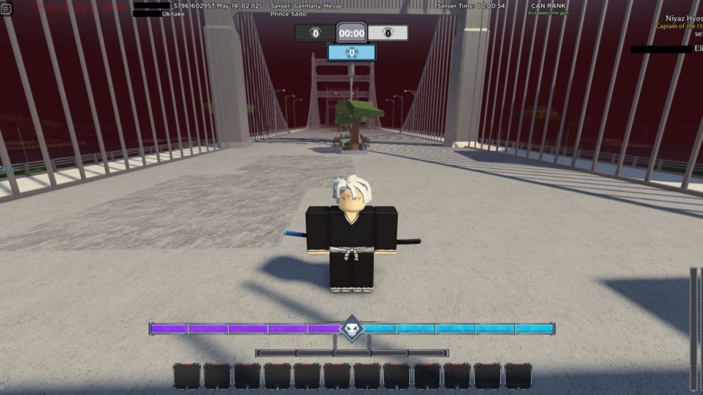 Personaje parado en un puente en Roblox