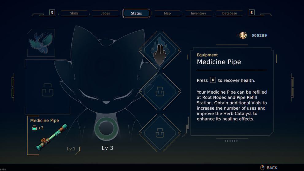 Pipa medicinal en inventario en Nine Sols