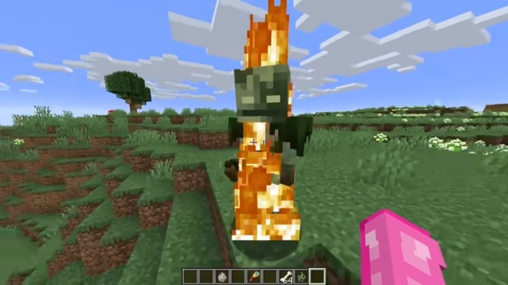 Minecraft sumido en llamas bajo el sol