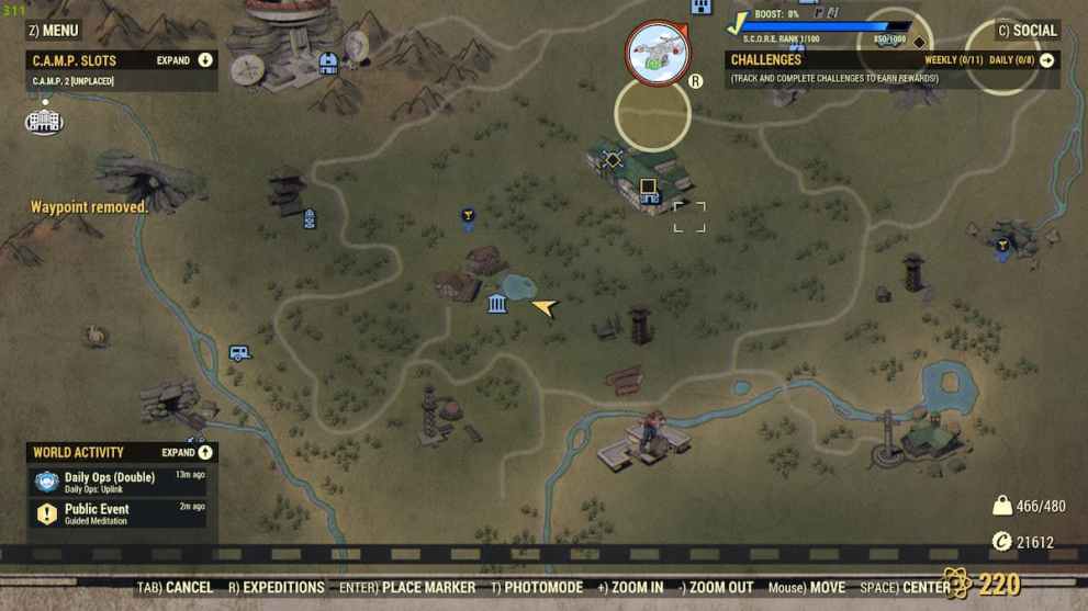 Ubicación del campamento Fallout 76 Rapidan Camp