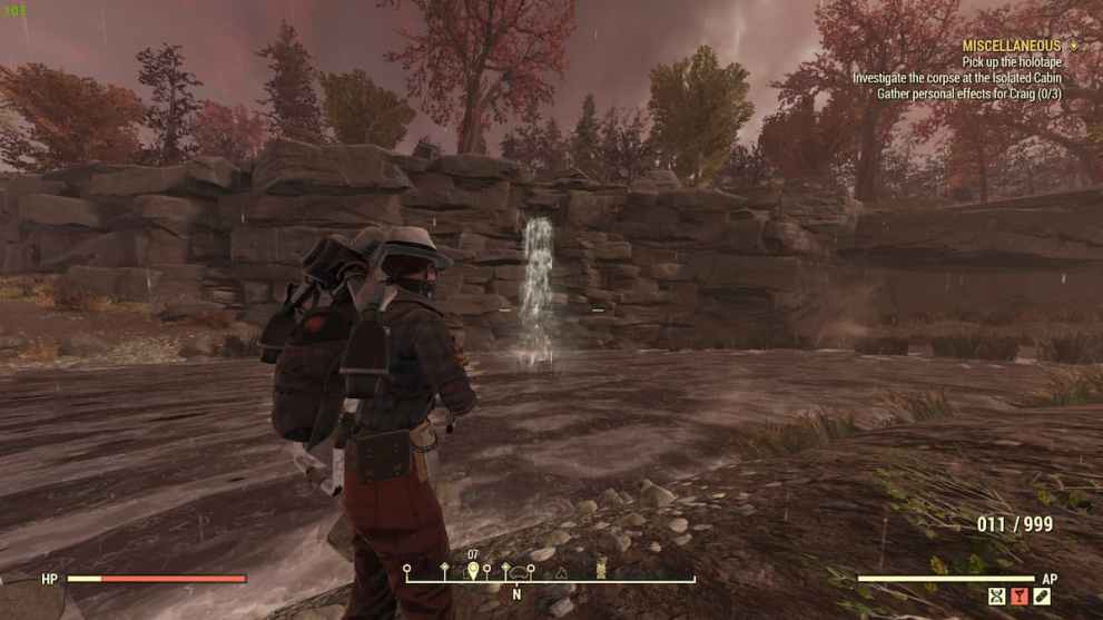 Cascada del Campamento Liberty de Fallout 76