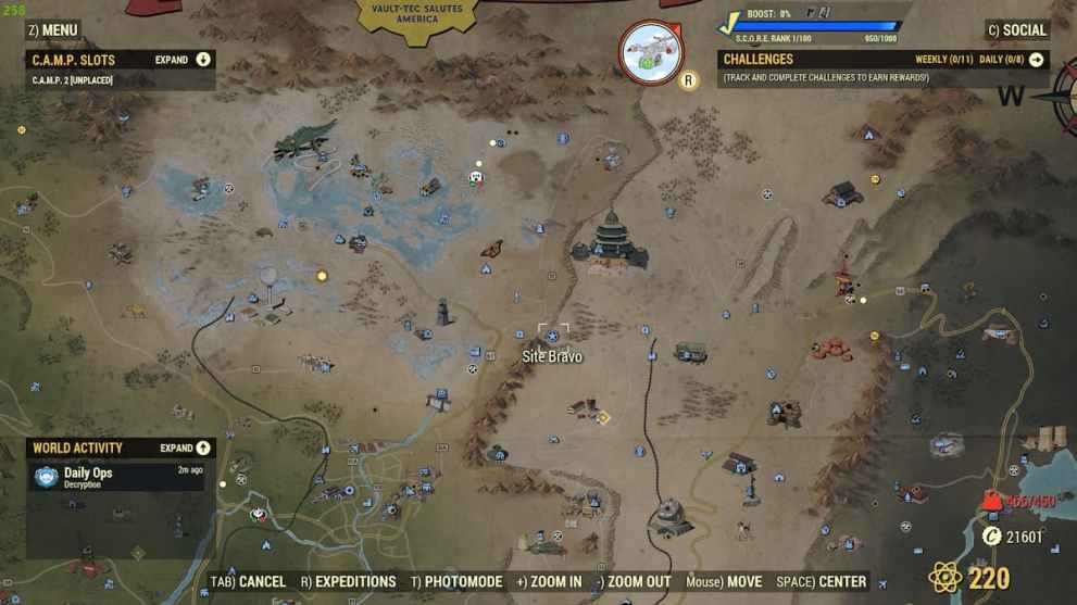 Sitio de ubicación del bot Bravo de Fallout 76