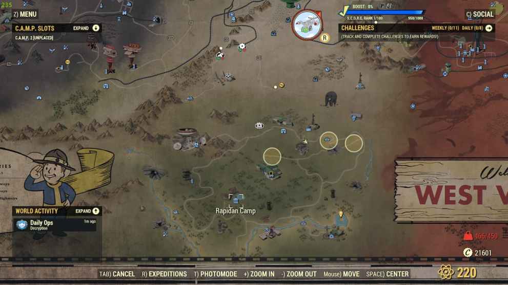 Ubicaciones de los robots de Fallout 76 Camp Rapidan