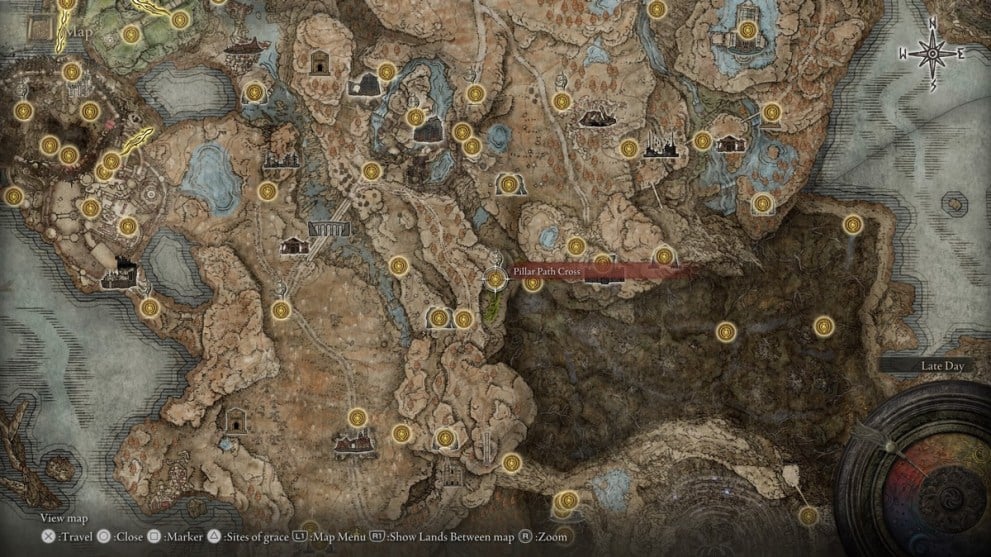 Ubicaciones tempranas de fragmentos de Scadutree en Elden Ring Shadow of the Erdtree Pillar Path Cross Site of Grace