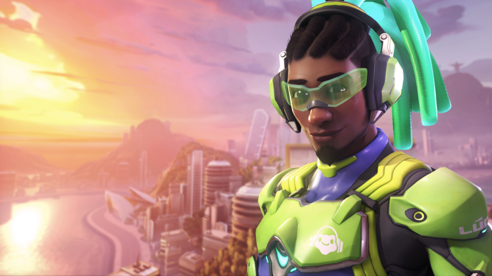 Lucio en Overwatch 2 en un paisaje urbano