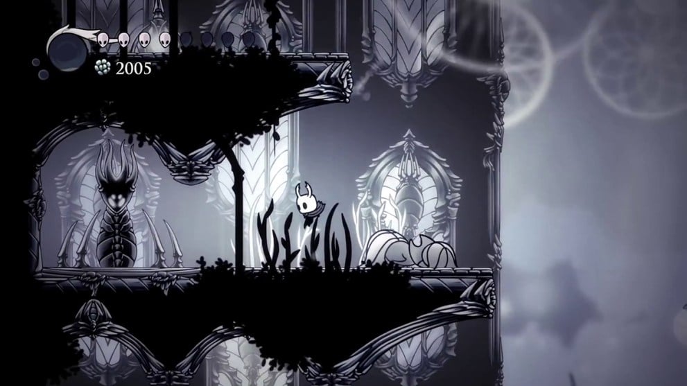 The Hollow Knight se dirige a un punto de recarga