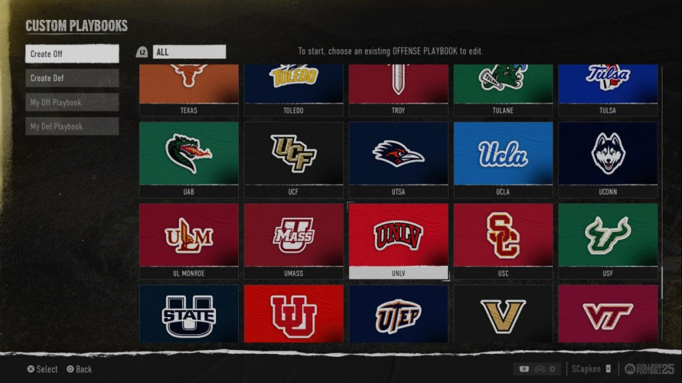 Logotipo del libro de jugadas ofensivas de la UNLV en College Football 25