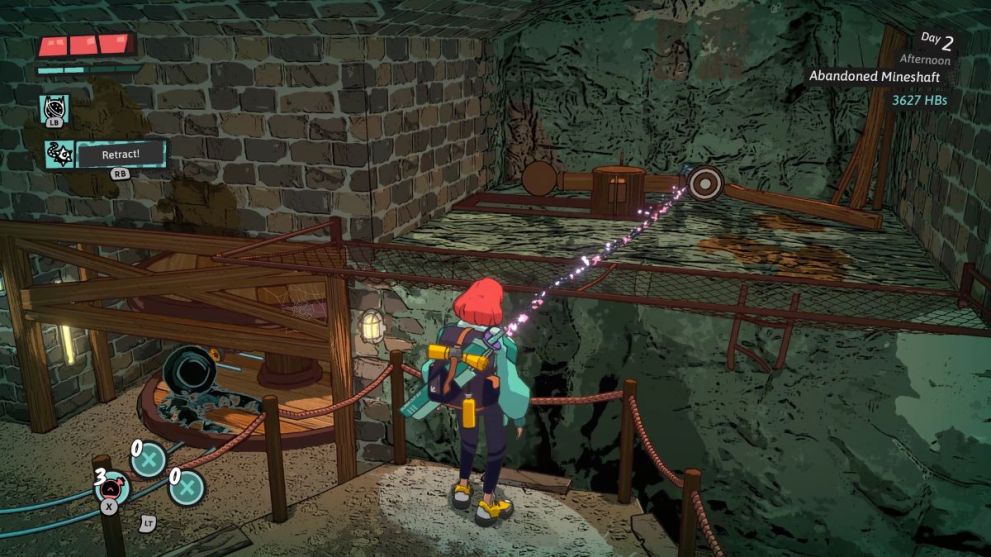 Luise resuelve el tercer rompecabezas en Abandoned Mineshaft Dungeon.