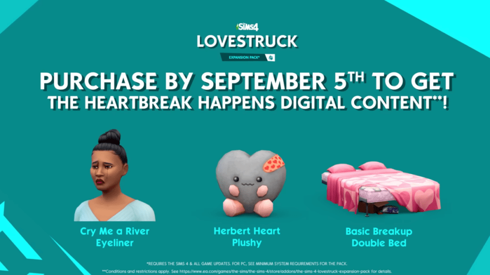 Artículos de incentivo por compra anticipada para Los Sims 4 Lovestruck Expansion