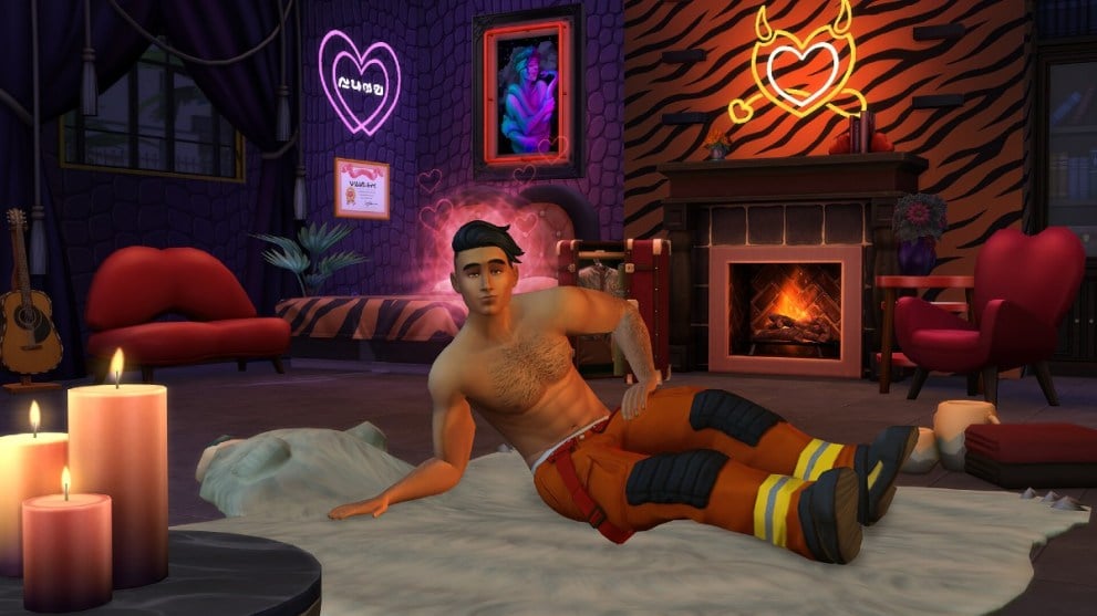 Un Sim descansando en Los Sims 4 Lovestruck.