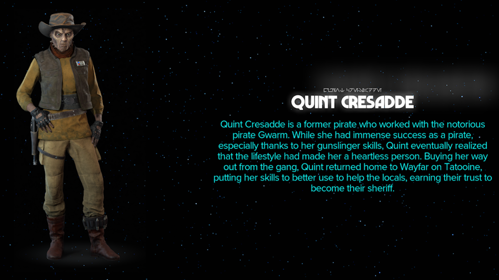 biografía de star wars outlaws quint cressade