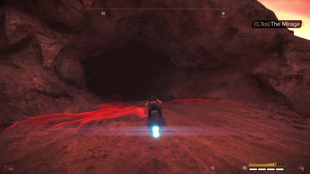 Juego de Star Wars Outlaws: atravesar una cueva con túnel de viento en Toshara usando el impulso del Speeder