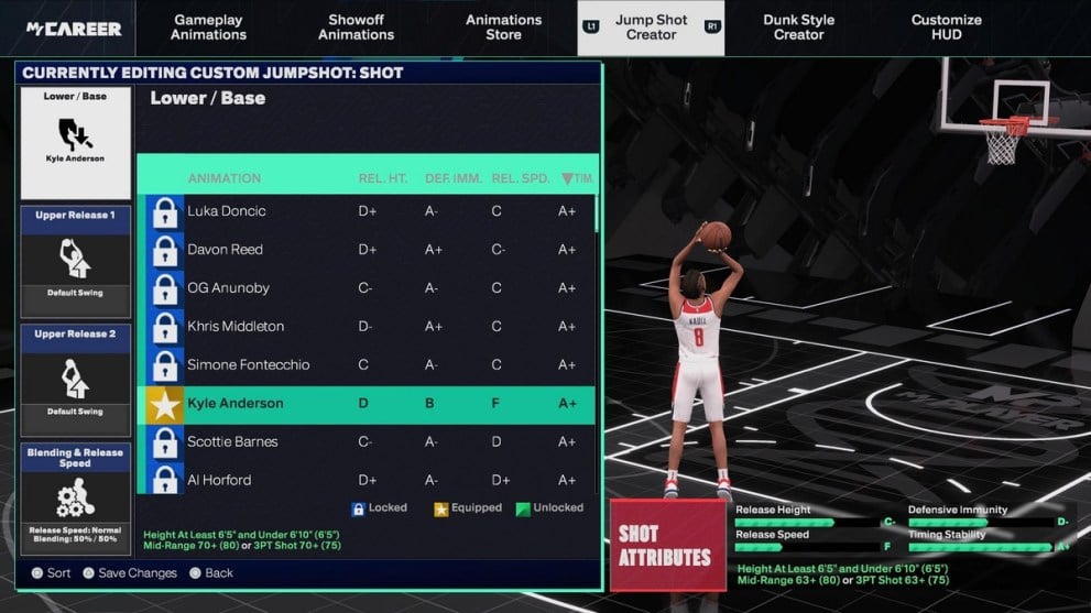 Cómo crear tu tiro en salto en NBA 2K25 Base inferior