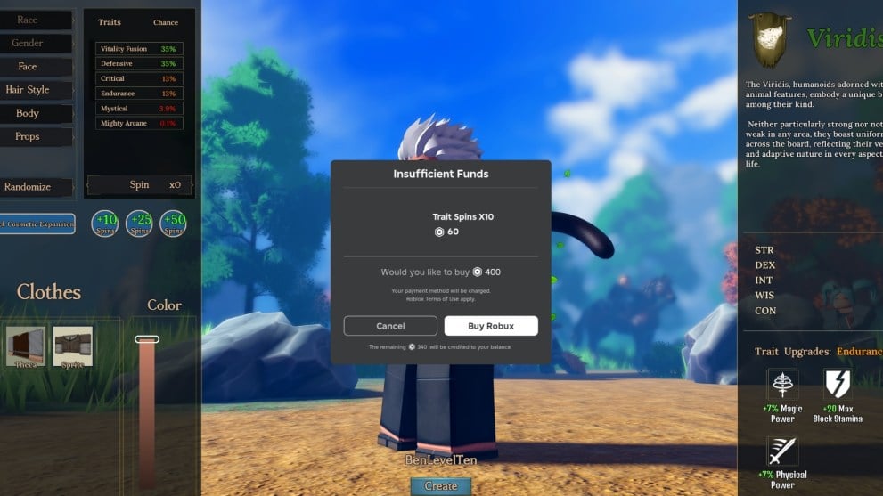 Gastar Robux en Devas of Creation para conseguir Trait Spins