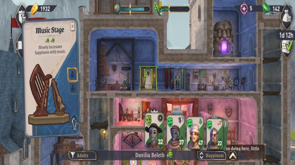 Asignar sujetos al escenario musical para mejorar su felicidad en Elder Scrolls Castles