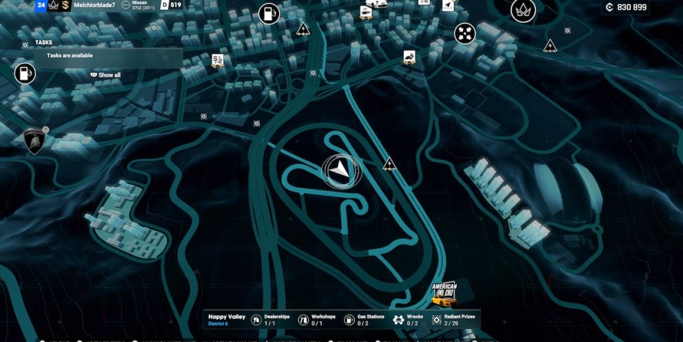 Mapa que muestra el accidente clásico de Happy Valley