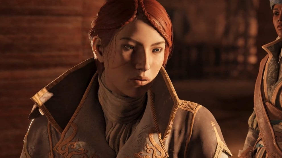 Greedfall 2 compañera Sybille mujer con cabello rojo