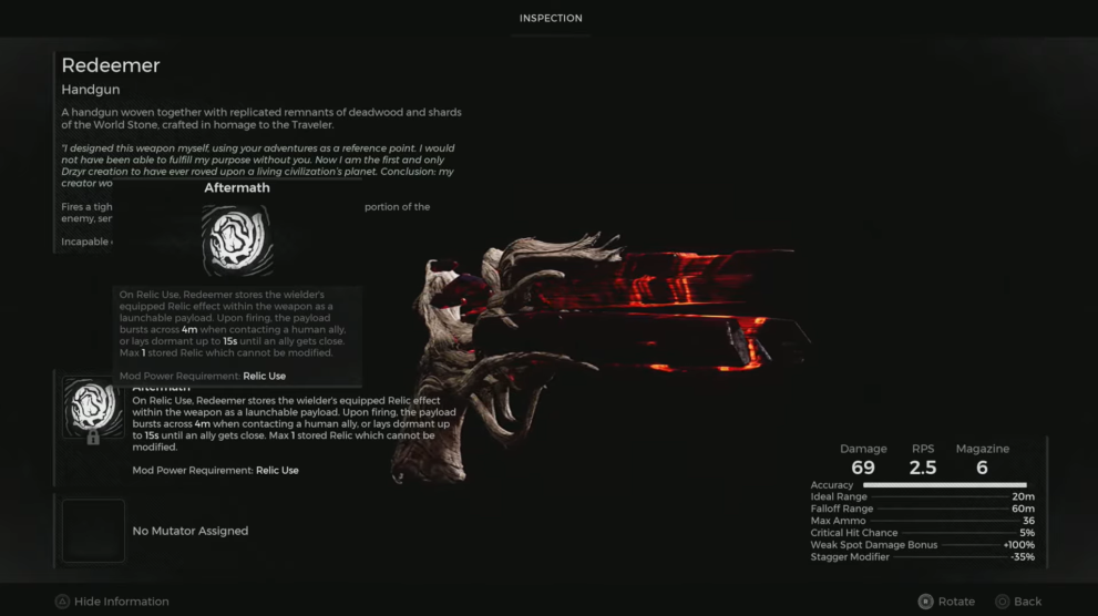 Remnant 2 Red Pistol Redentor The Dark Horizon DLC arma