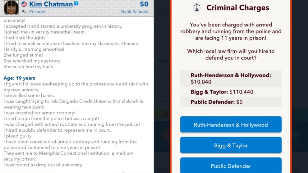 Bitlife atrapado por la policía