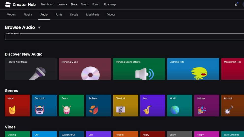 Roblox Crea una tienda que muestra categorías de sonido