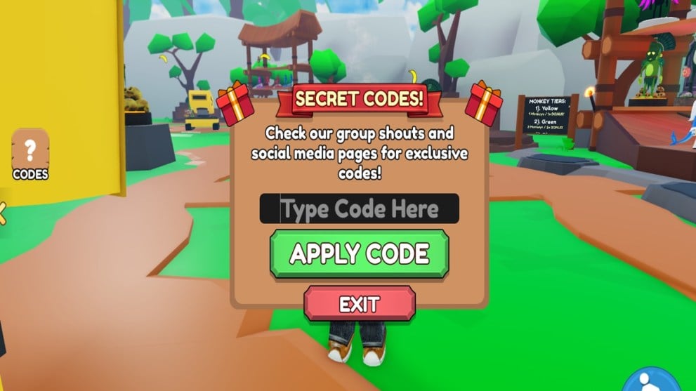 Cuadro de texto de código en Monkey Tycoon