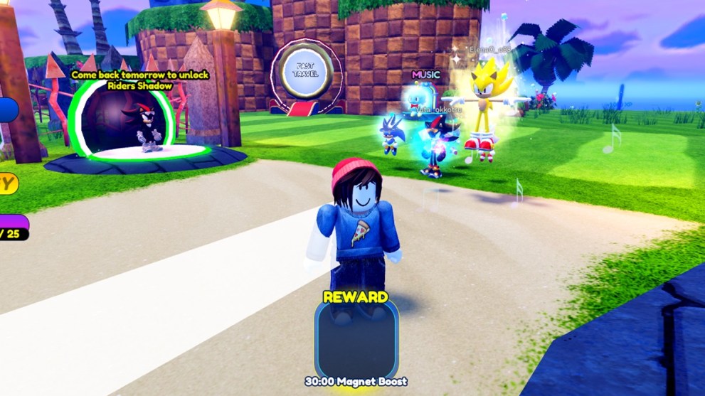 Personaje de Roblox con personajes de Sonic.