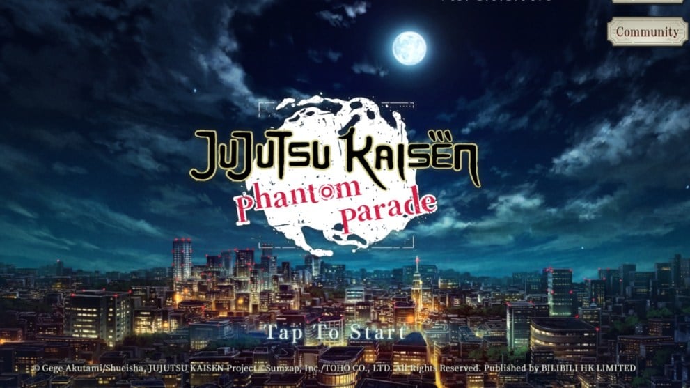 Pantalla de inicio de sesión de Jujutsu Kaisen Phantom Parade para cambiar de cuenta y volver a jugar