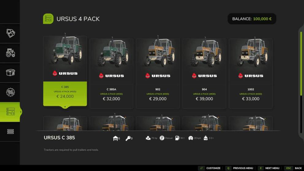 Mod del paquete de 4 Ursus en Farming Simulator 25