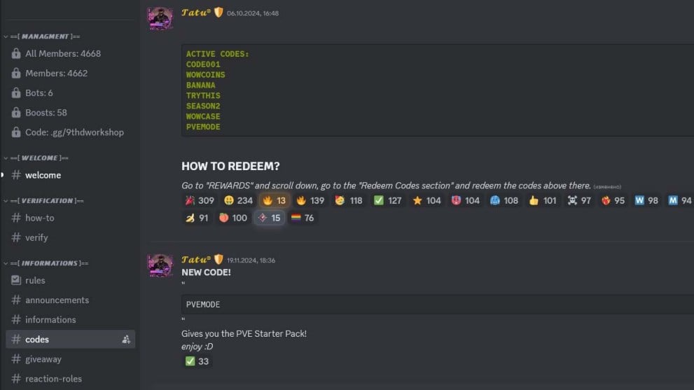 Página de Discord de códigos Crossblox