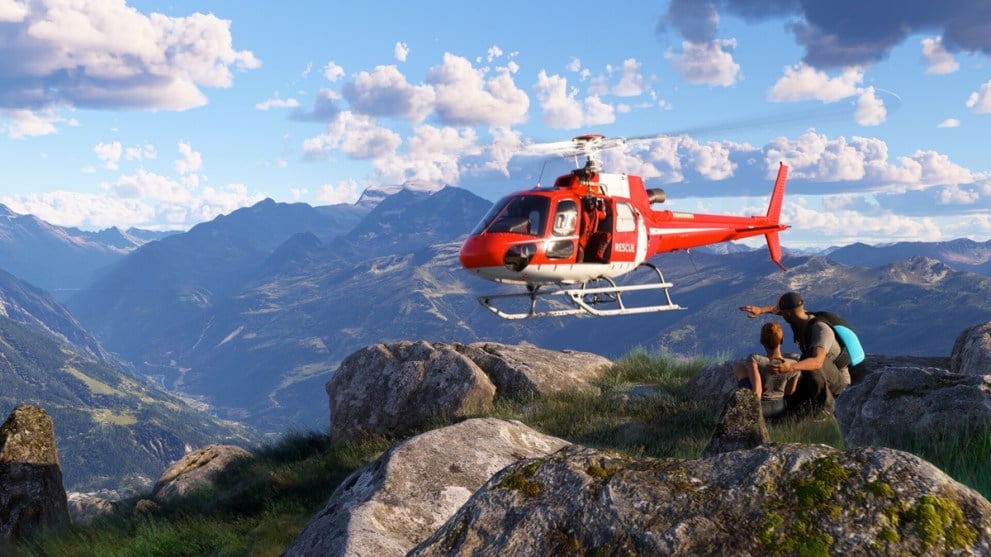 Helicóptero en una montaña