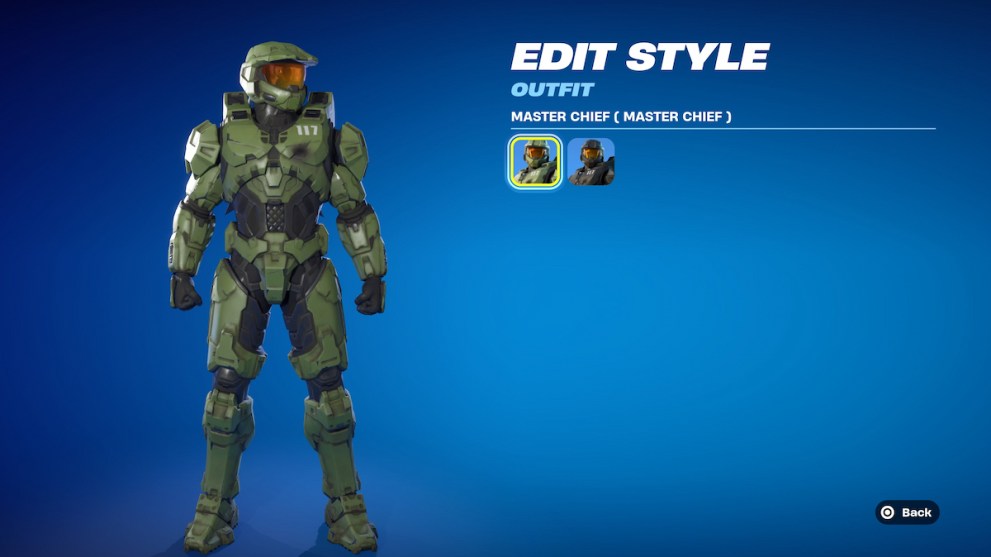 Master Chief Skin en la pantalla de estilo de edición